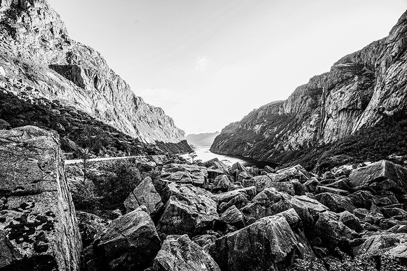 black white dramatic landscapes with river